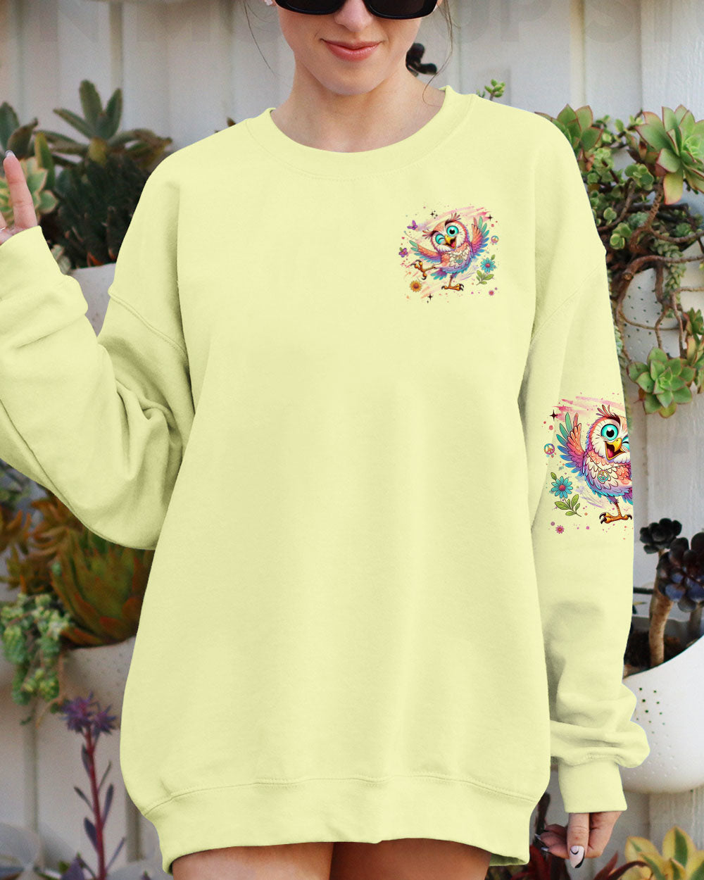 I'M NOT SHORT HIPPIE OWL ALL OVER PRINT - YHHG2608252