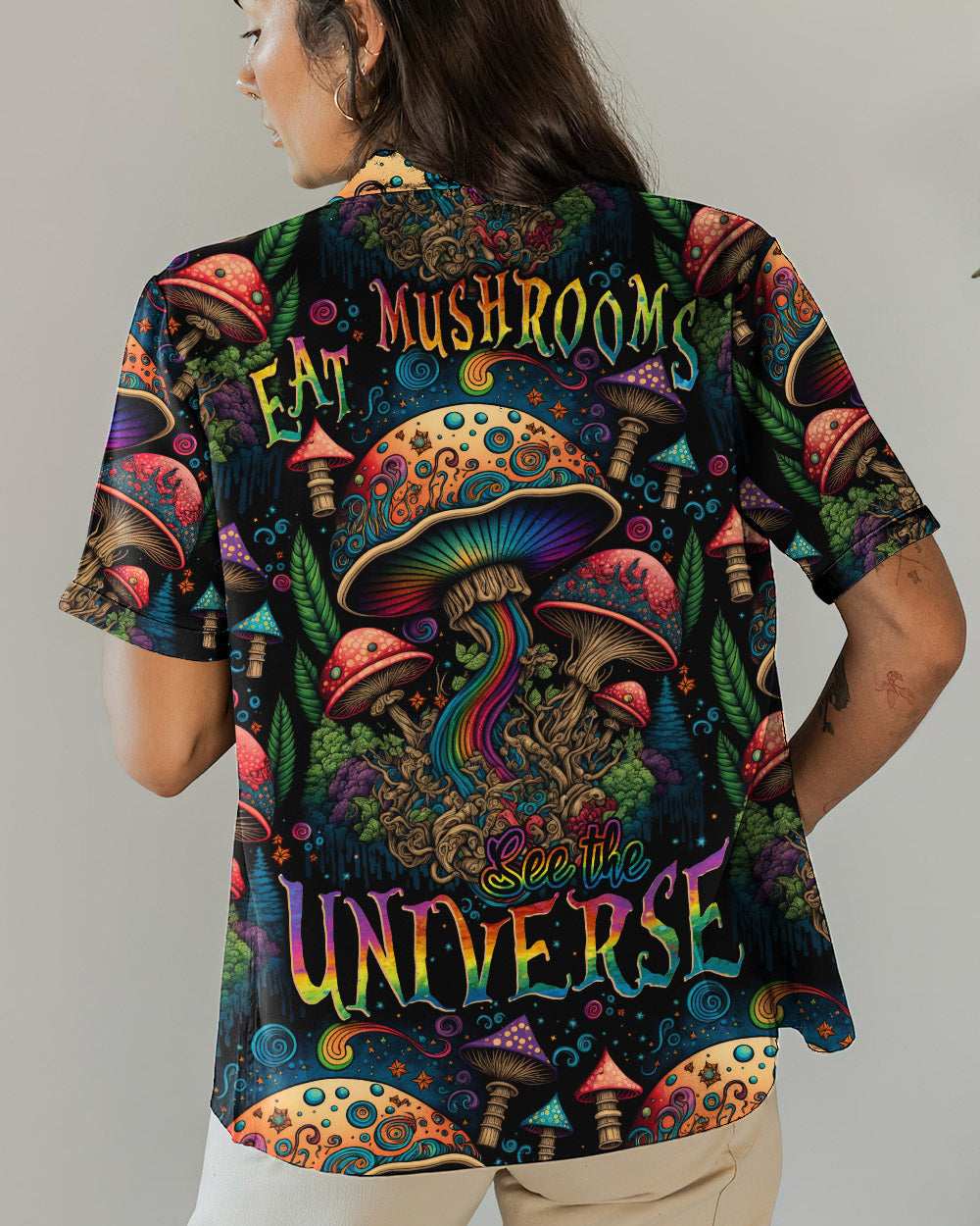 EAT MUSHROOMS SEE THE UNIVERSE PSYCHEDELIC HAWAIIAN SHIRT - TLNZ2305233