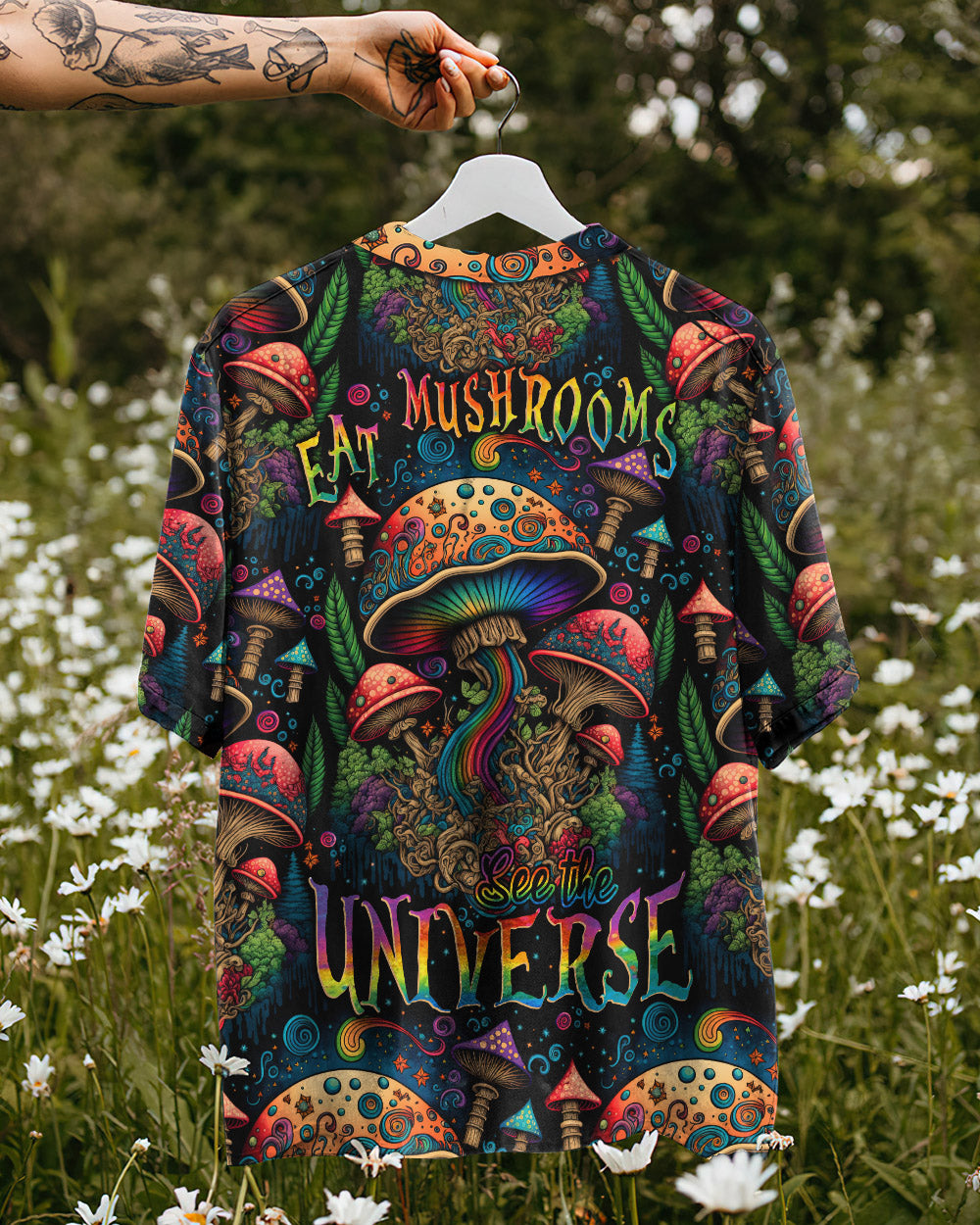 EAT MUSHROOMS SEE THE UNIVERSE PSYCHEDELIC HAWAIIAN SHIRT - TLNZ2305233