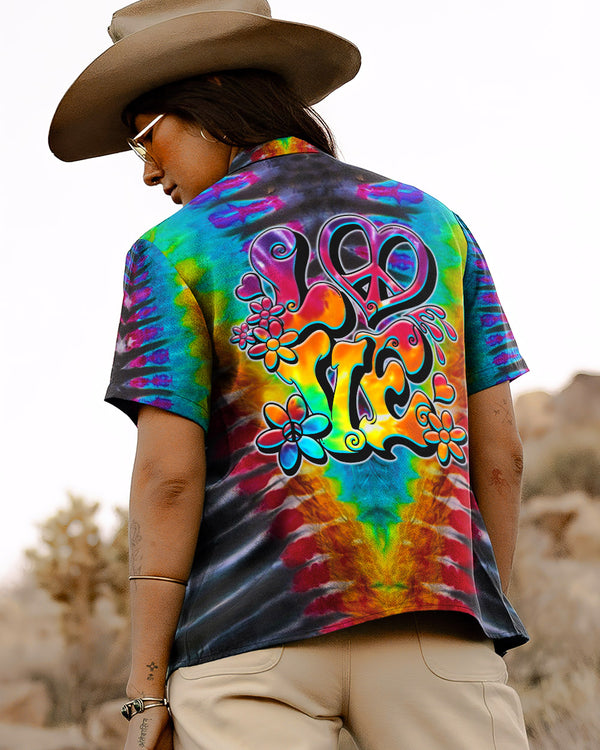 LOVE TIE DYE HAWAIIAN SHIRT - TYTM2405231