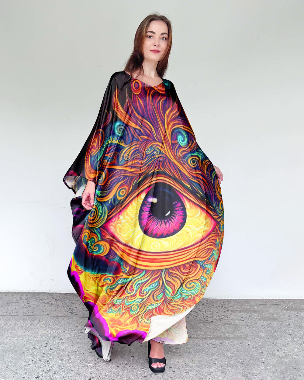 PSYCHEDELIC EYES KAFTAN DRESS - TLNO2208235