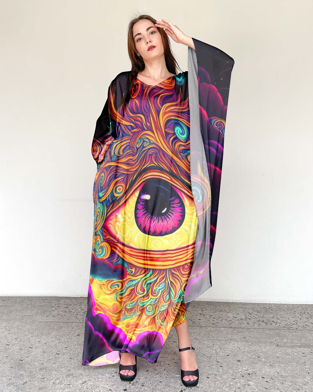 PSYCHEDELIC EYES KAFTAN DRESS - TLNO2208235