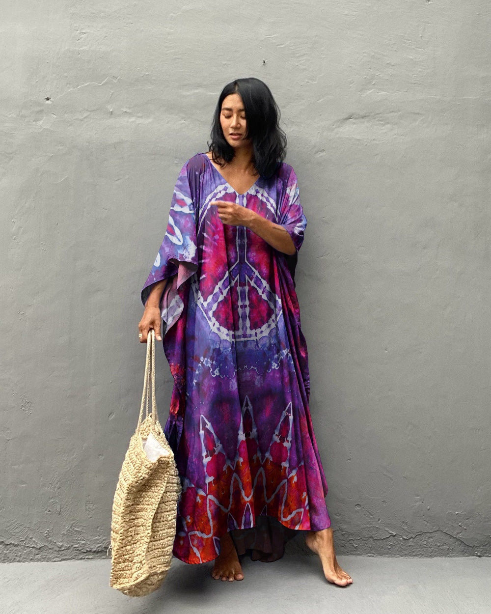 PEACE TIE DYE KAFTAN DRESS - TLNZ1407235