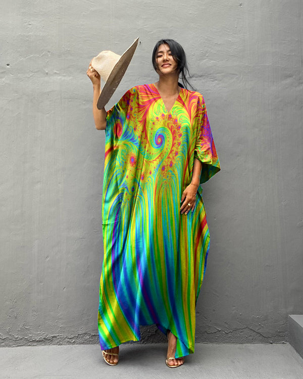 FRACTAL MASTERPIECE COLORFUL KAFTAN DRESS - TLNZ1708232