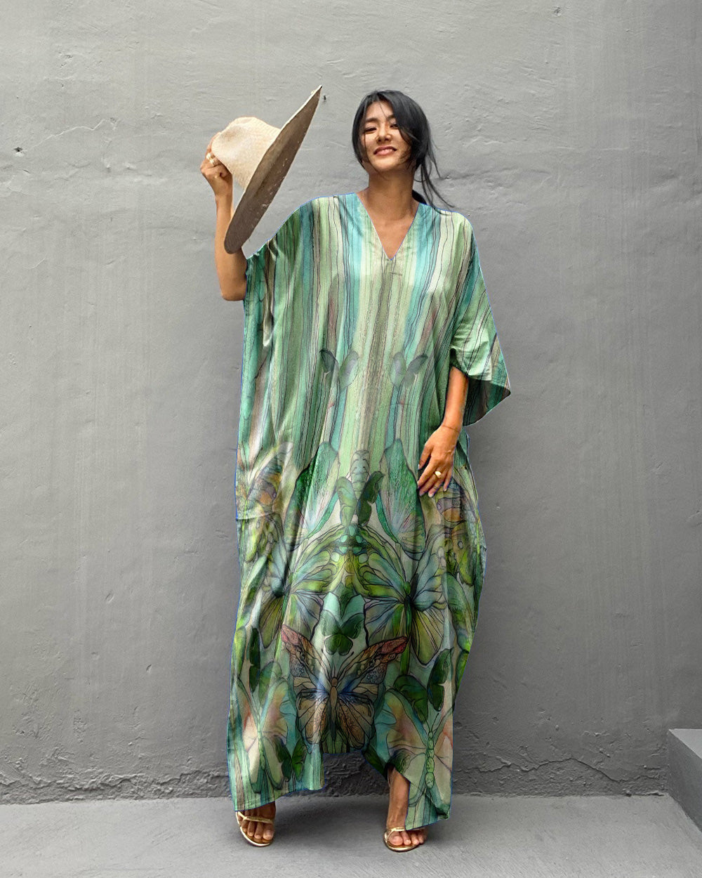 Butterfly kaftan outlet dress