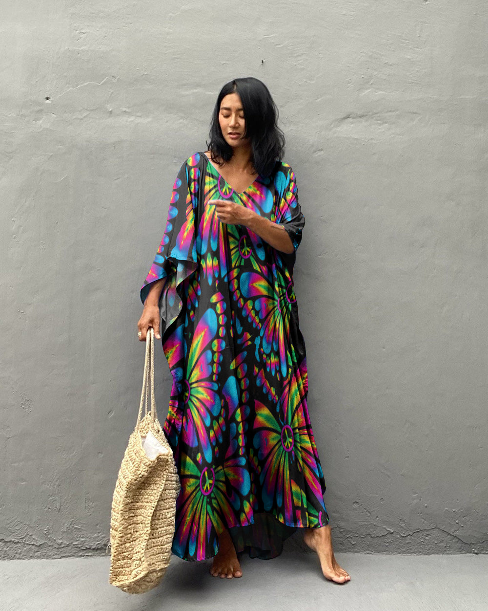 BUTTERFLY TIE DYE KAFTAN DRESS - TLTW0607235