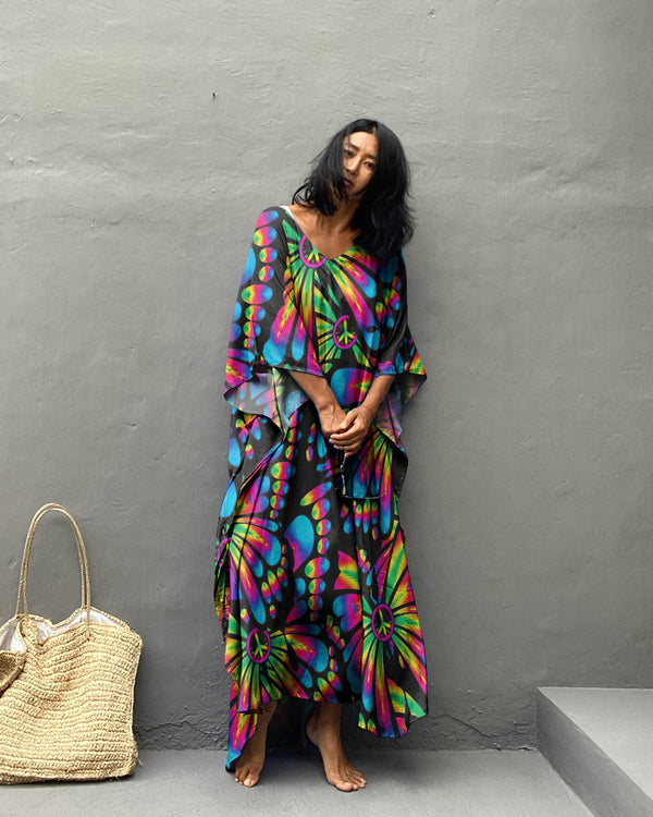 BUTTERFLY TIE DYE KAFTAN DRESS - TLTW0607235