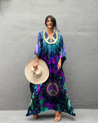 PEACE LIQUID HOLOGRAM KAFTAN DRESS - TLTW0707234
