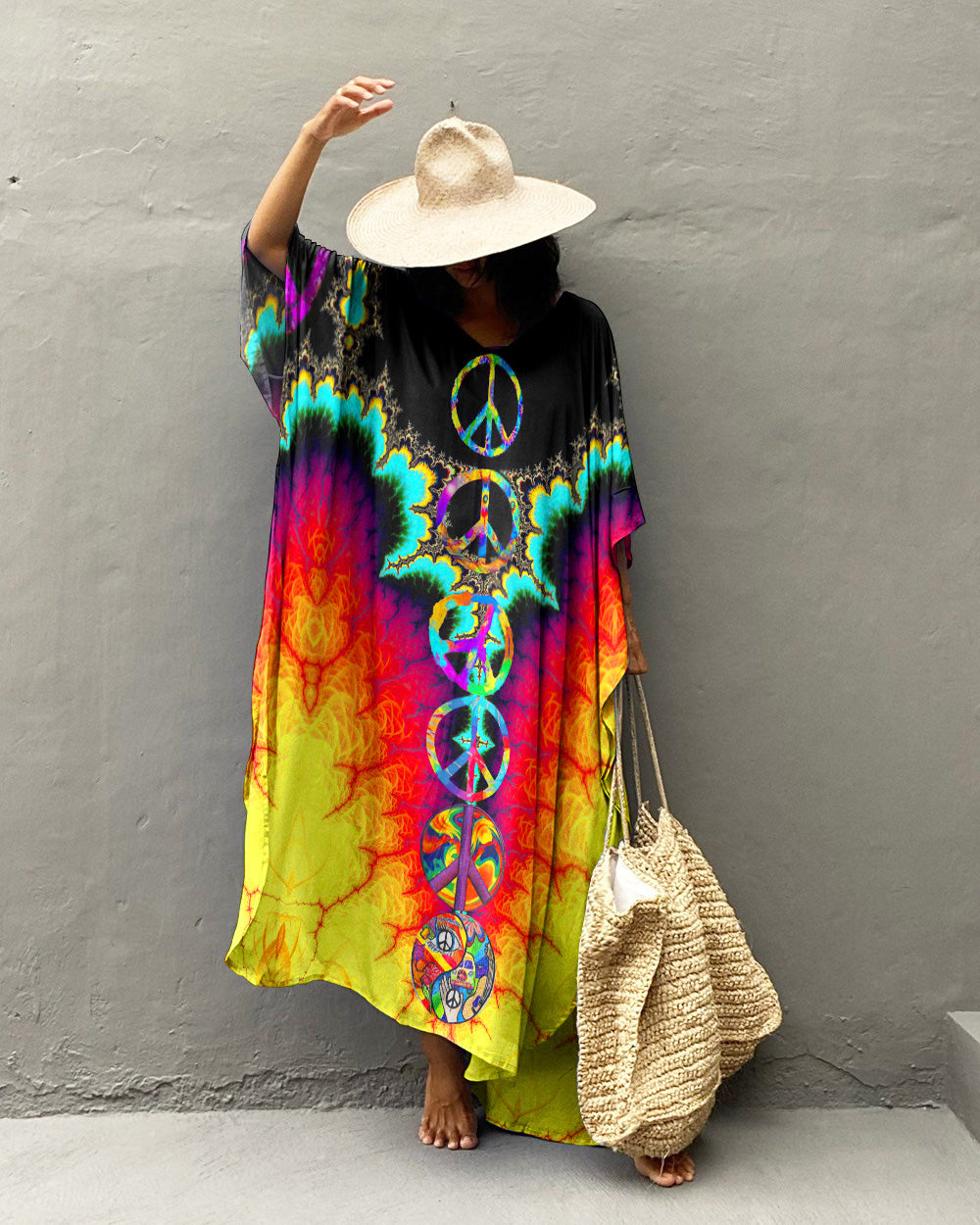 PEACE COLORFUL KAFTAN DRESS - TLTW0807233