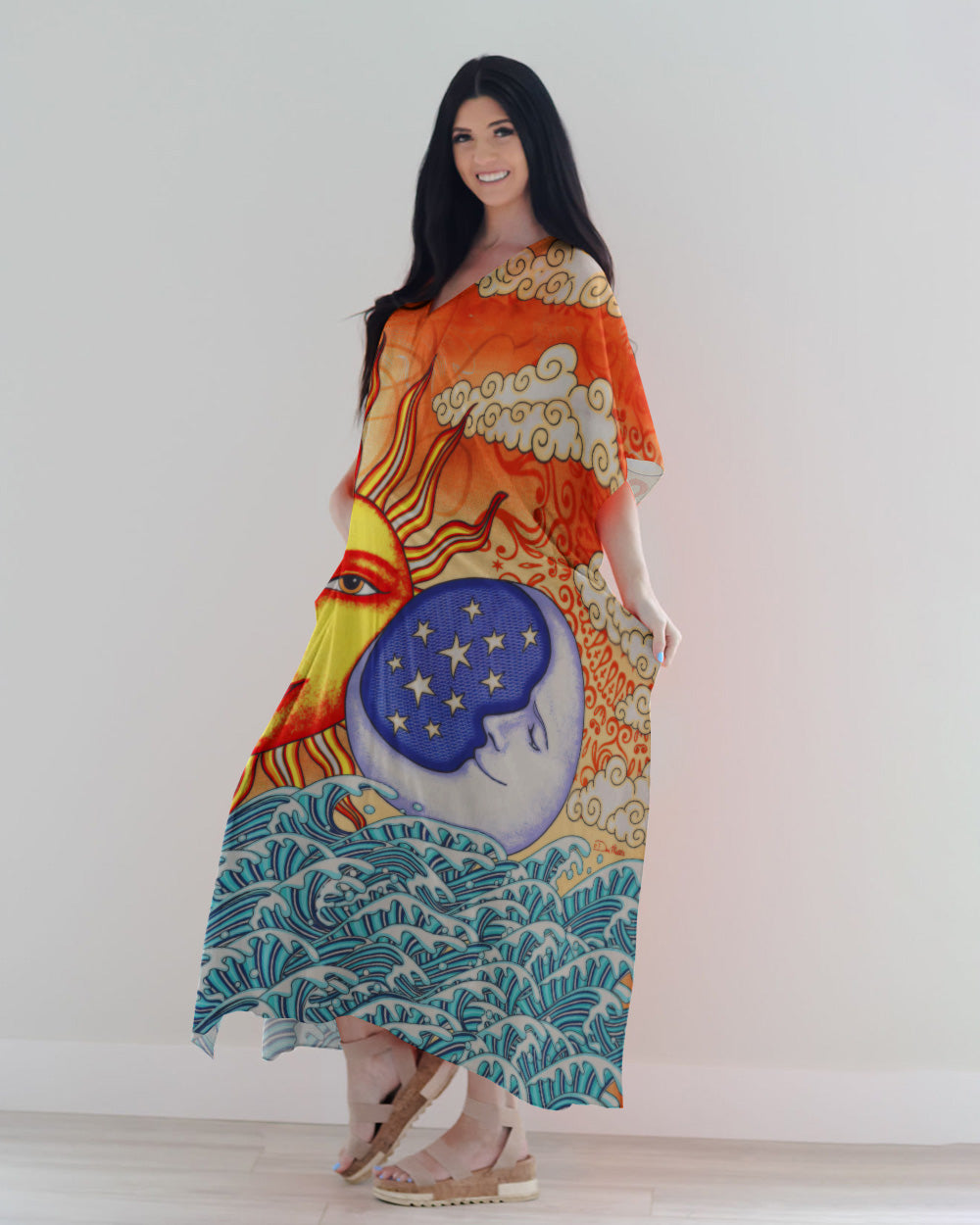 SUN AND MOON BEACH KAFTAN DRESS - TLTW1707231