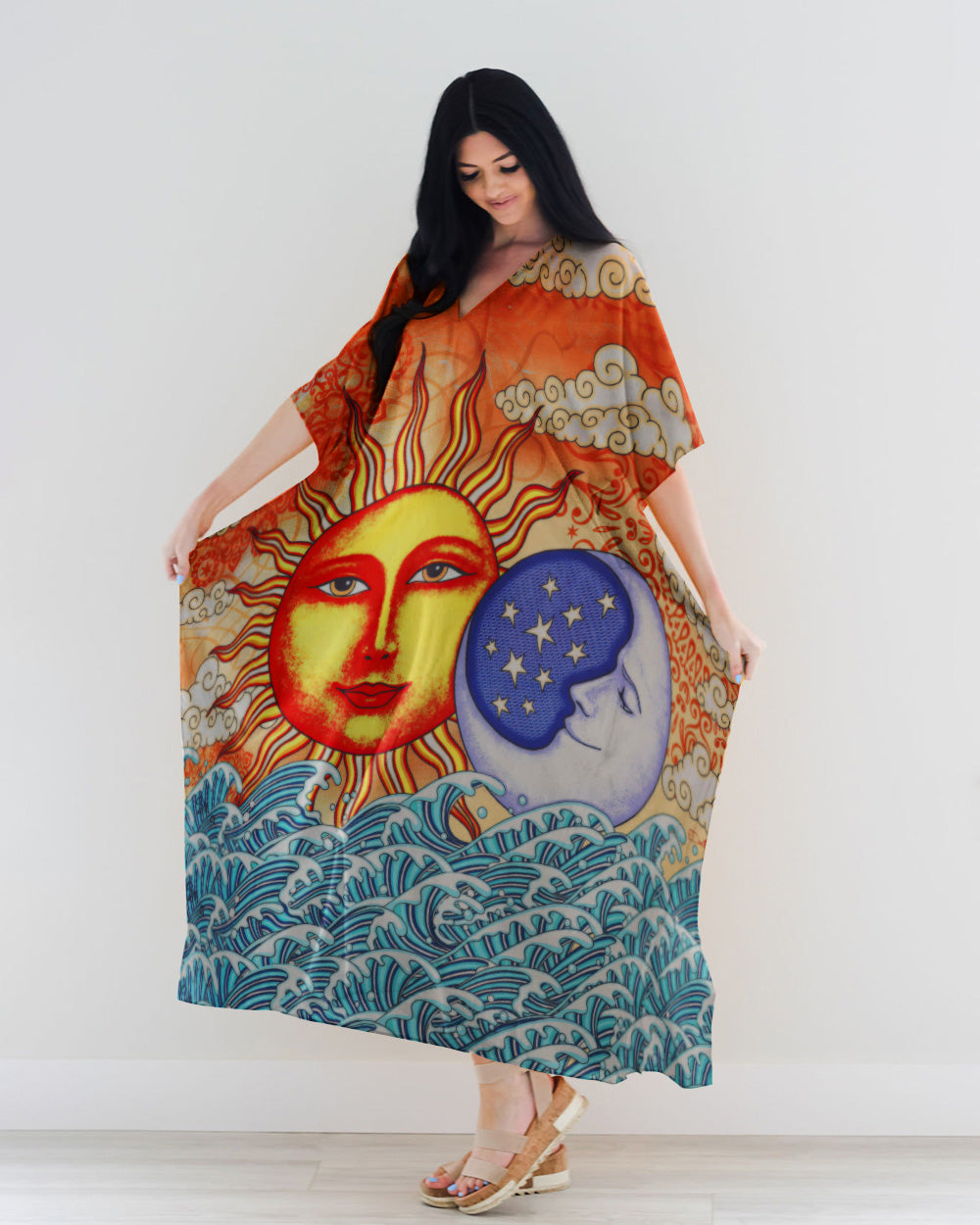 SUN AND MOON BEACH KAFTAN DRESS - TLTW1707231 Groovy Hippie SUN AND MOON BEACH KAFTAN DRESS - TLTW1707231 Groovy Hippie