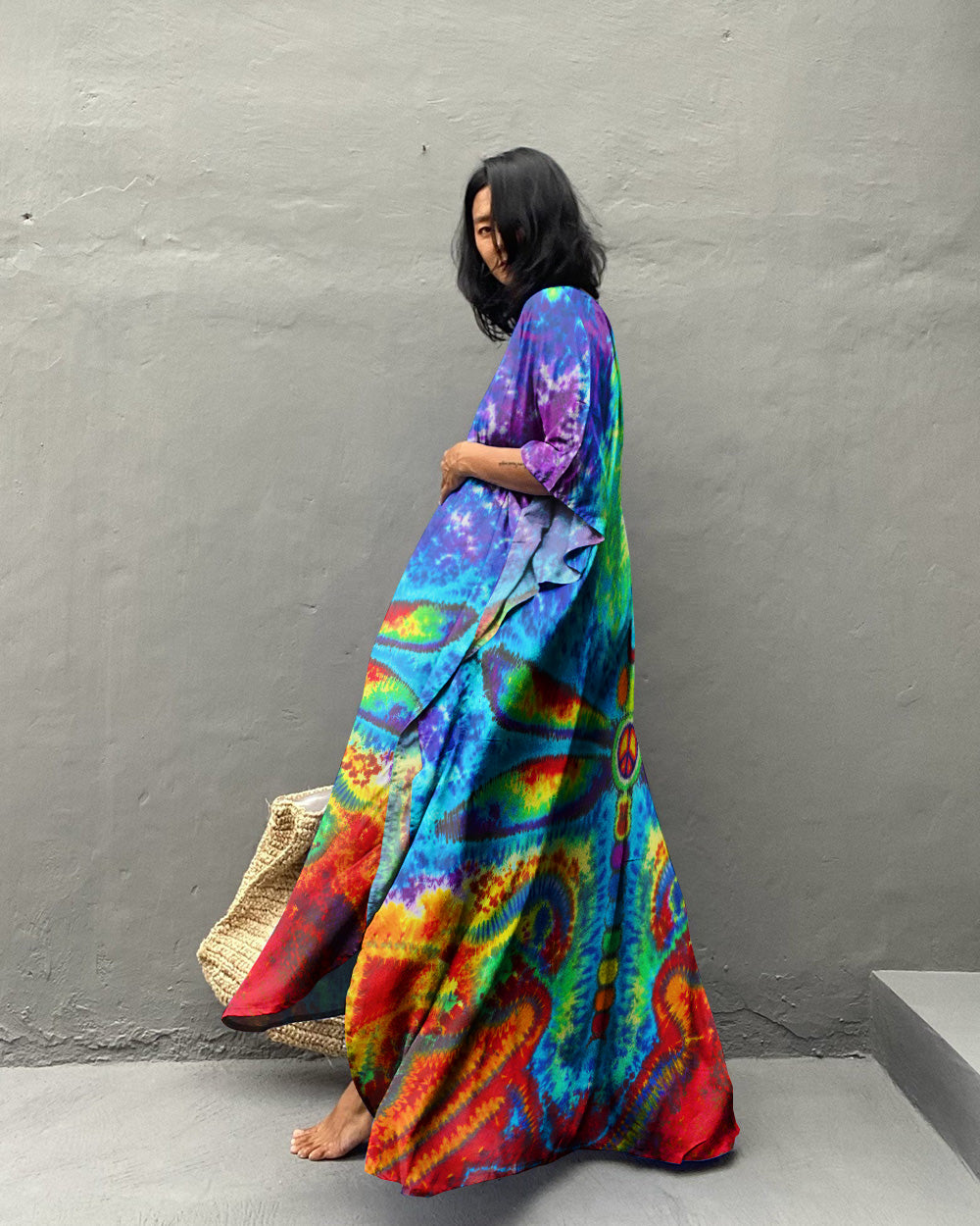 DRAGONFLY TIE DYE KAFTAN DRESS - TLTW1807231