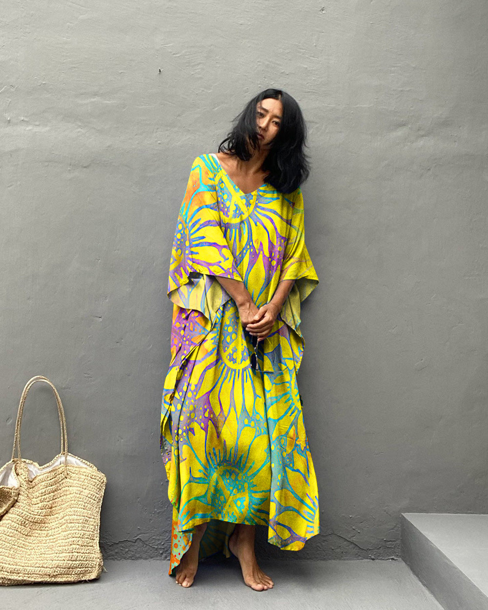 SUNFLOWER PEACE KAFTAN DRESS - TLTW2707232