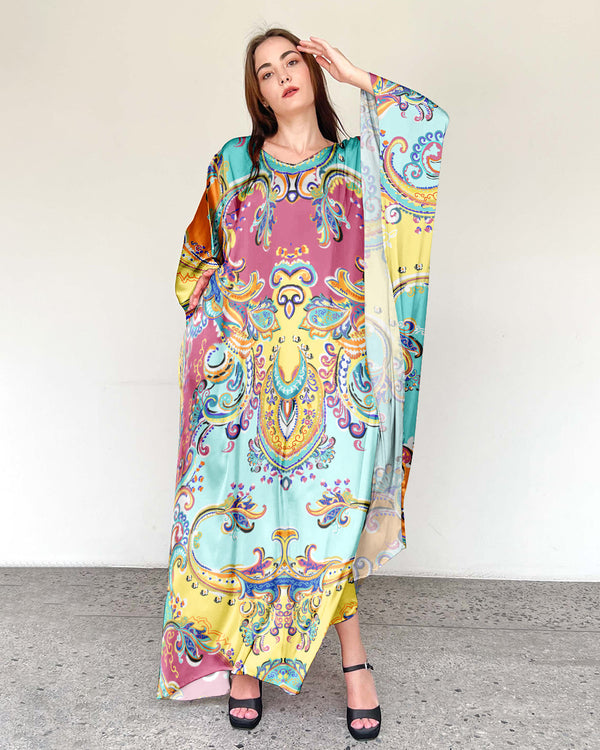 SEAMLESS PAISLEY KAFTAN DRESS - TY1307234