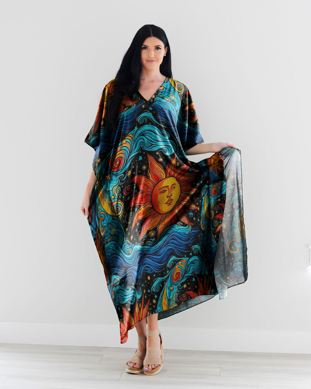 SUN AND MOON BEACH KAFTAN DRESS - TLTW1407231