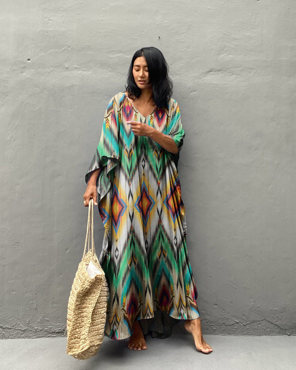 BOHO IKAT KAFTAN DRESS - TY1307235