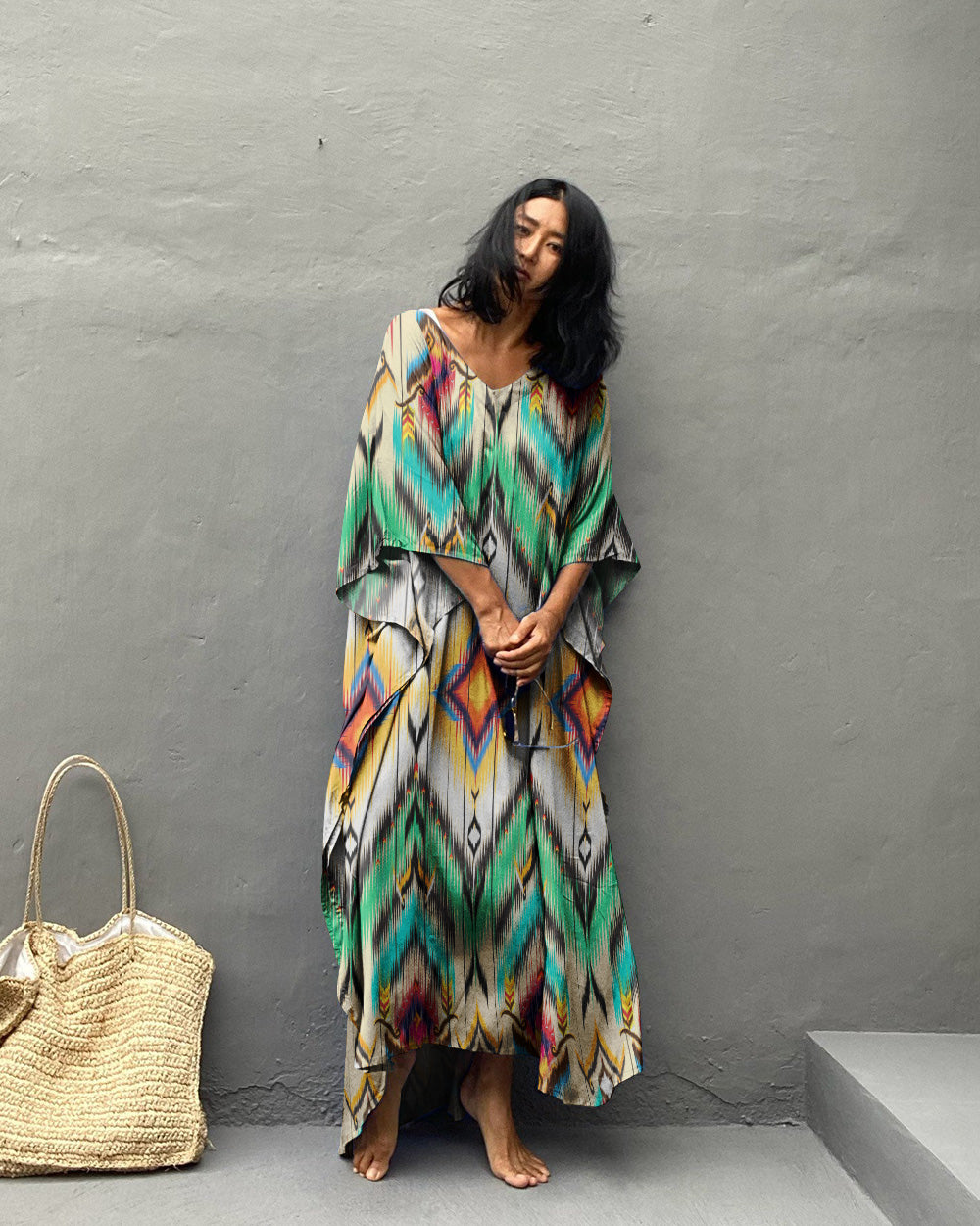 BOHO IKAT KAFTAN DRESS - TY1307235