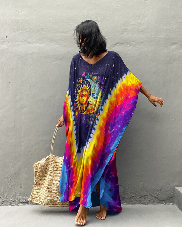 SUN AND MOON TIE DYE KAFTAN DRESS - TYTM1407233