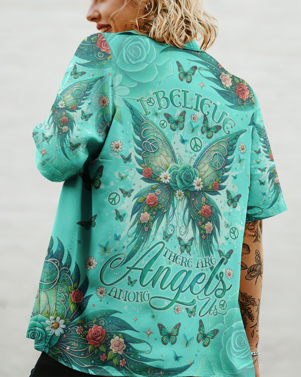 I BELIEVE THERE ARE ANGELS AMONG US WINGS HAWAIIAN SHIRT - TLNO2803248