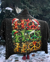 HOHOHO PEACE CHRISTMAS SHERPA BLANKET HOODIE - TYTM2310237