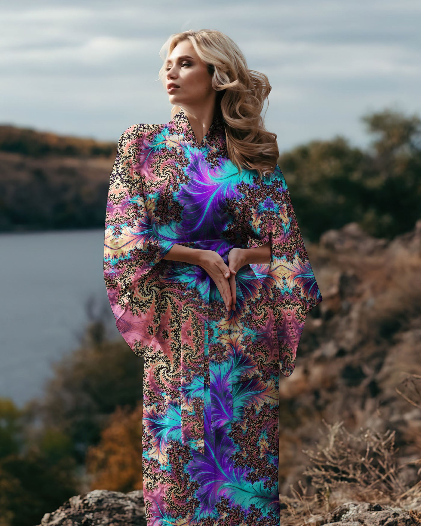 HANNAHS FRACTAL KIMONO ROBE - TLTR2107233