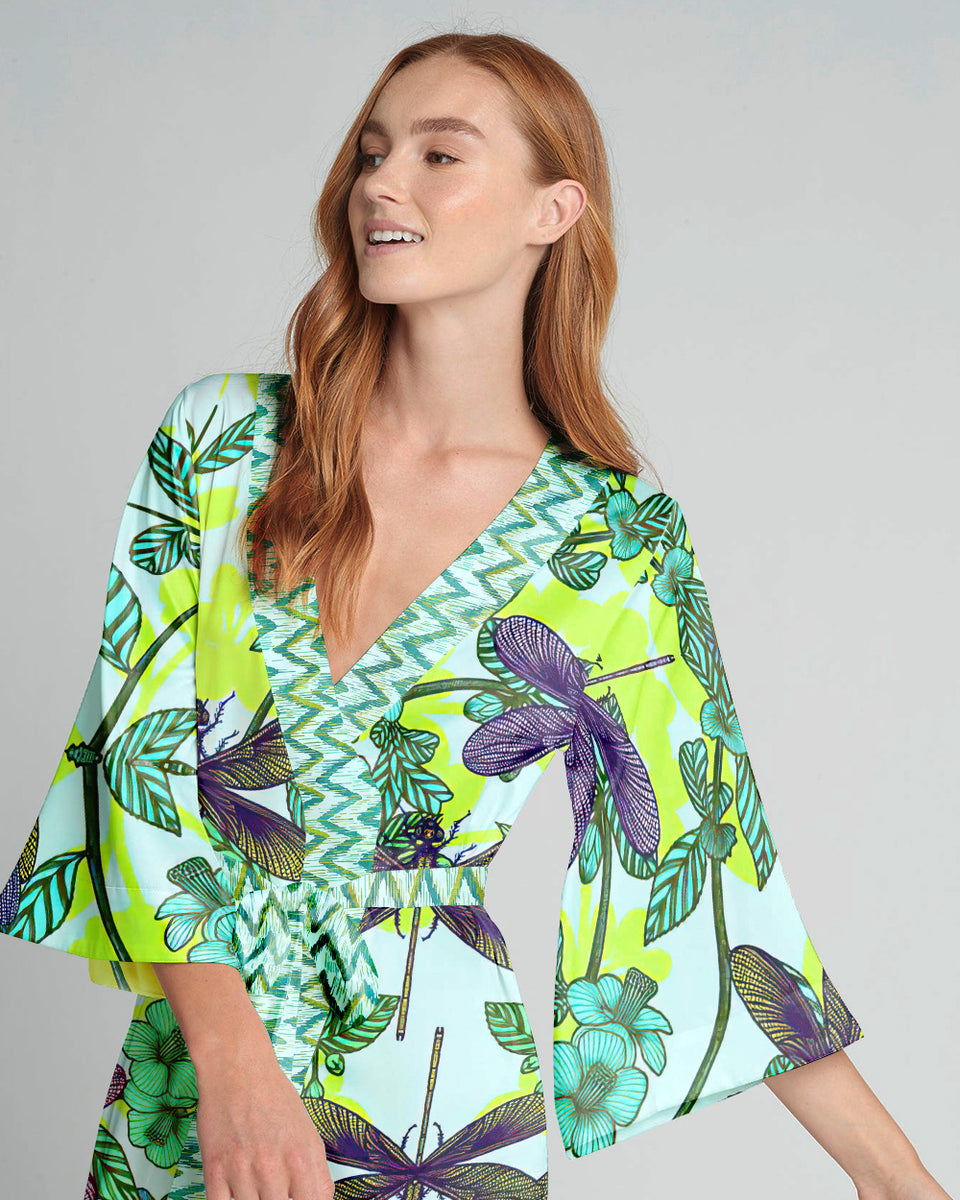 DRAGONLFY FLOWER KIMONO ROBE - TLTW1008239 – Groovy Hippie