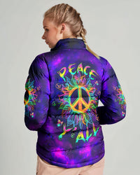 PEACE Y'ALL COLORFUL PUFFER JACKET - TLTW1311245
