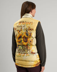 WHISPER WORDS OF WISDOM SUNFLOWER BUTTERFLY PUFFER JACKET - YHDU1311244