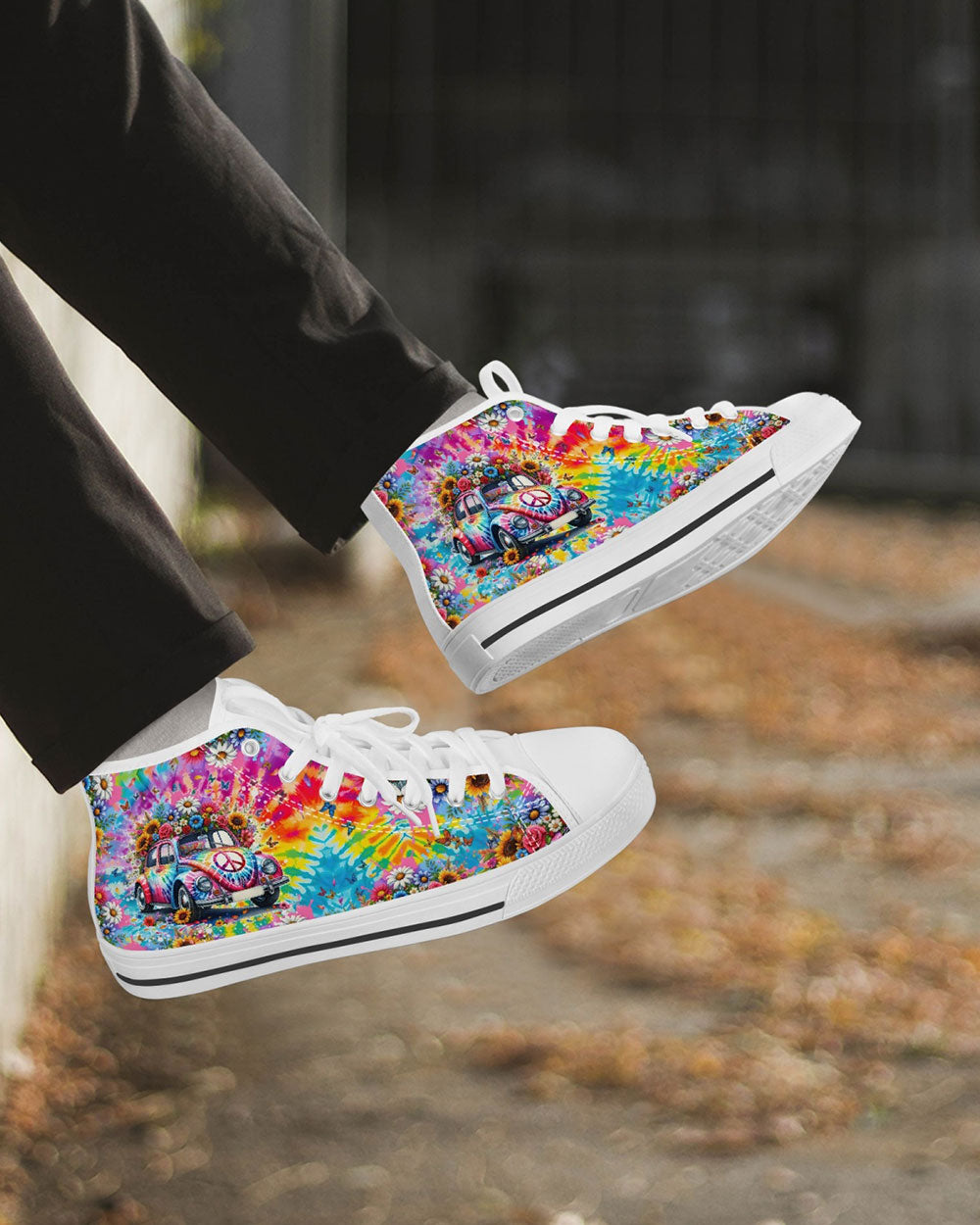 RUNNING AGAINST THE WIND TIE DYE HIGH TOP CANVAS SHOES - TYTM1801243