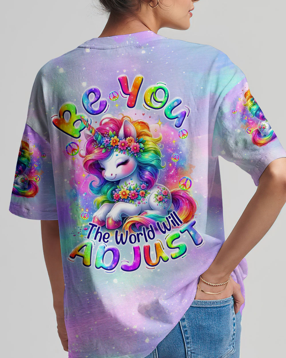 BE YOU THE WORLD WILL ADJUST UNICORN ALL OVER PRINT - TYTM0407242