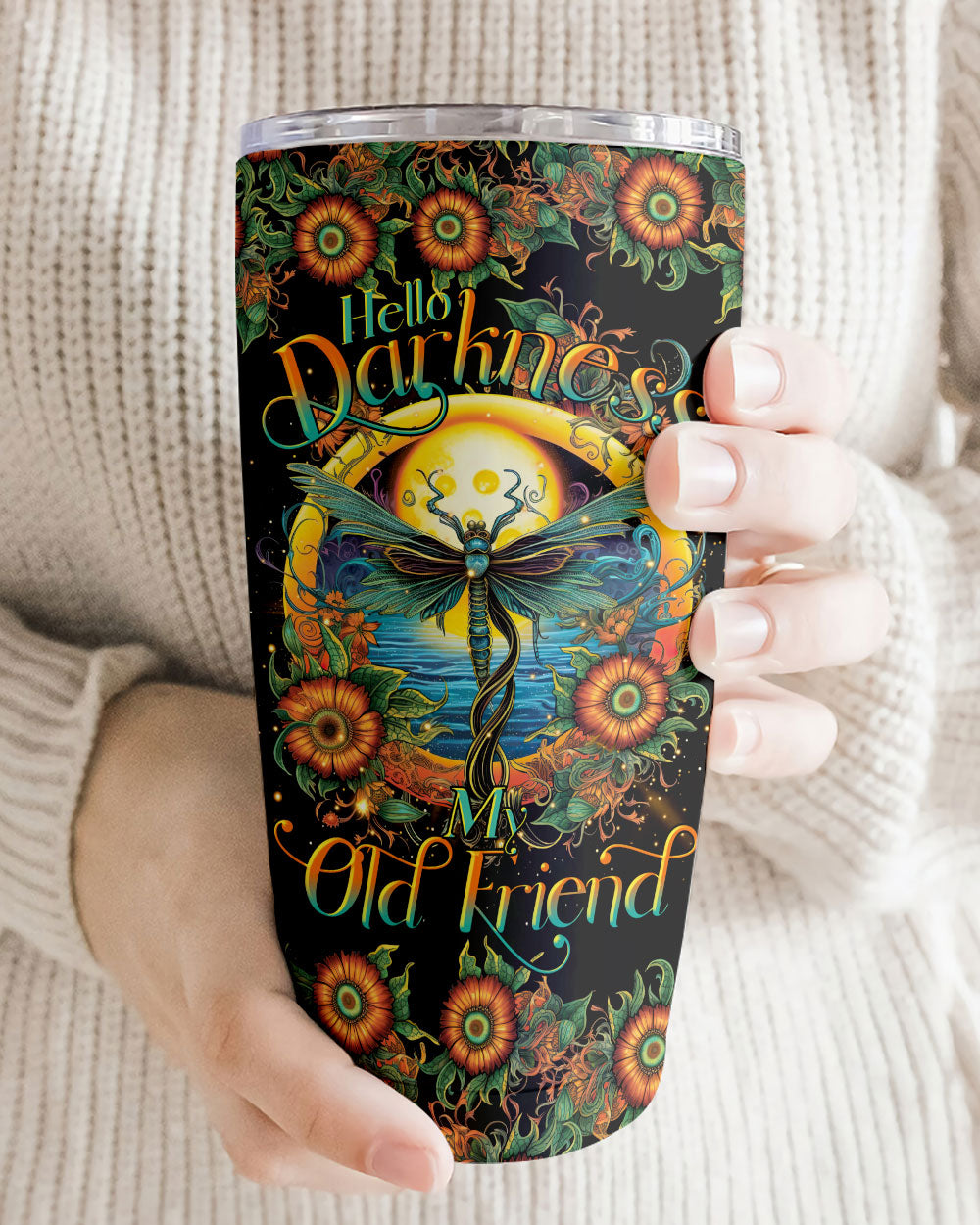 HELLO DARKNESS MY OLD FRIEND DRAGONFLY TUMBLER - TLTR1007234
