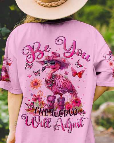 BE YOU THE WORLD WILL ADJUST FLAMINGO ALL OVER PRINT - TYTM1304241