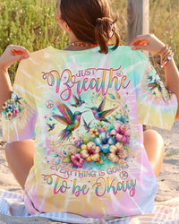 JUST BREATHE HUMMINGBIRD TIE DYE ALL OVER PRINT - TLNO0306242