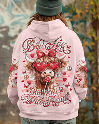 BE YOU THE WORLD WILL ADJUST HIGHLAND COW  ALL OVER PRINT  - TLNO2502253