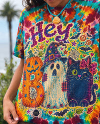 HEY BOO BLACK CAT GHOST HALLOWEEN ALL OVER PRINT - KMTM3107261