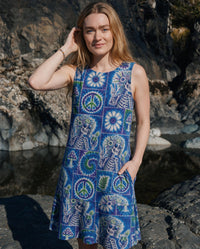 HIPPIE SKELETON PEACE PATCHWORK FLOUNCE DRESS - KMTM0708263