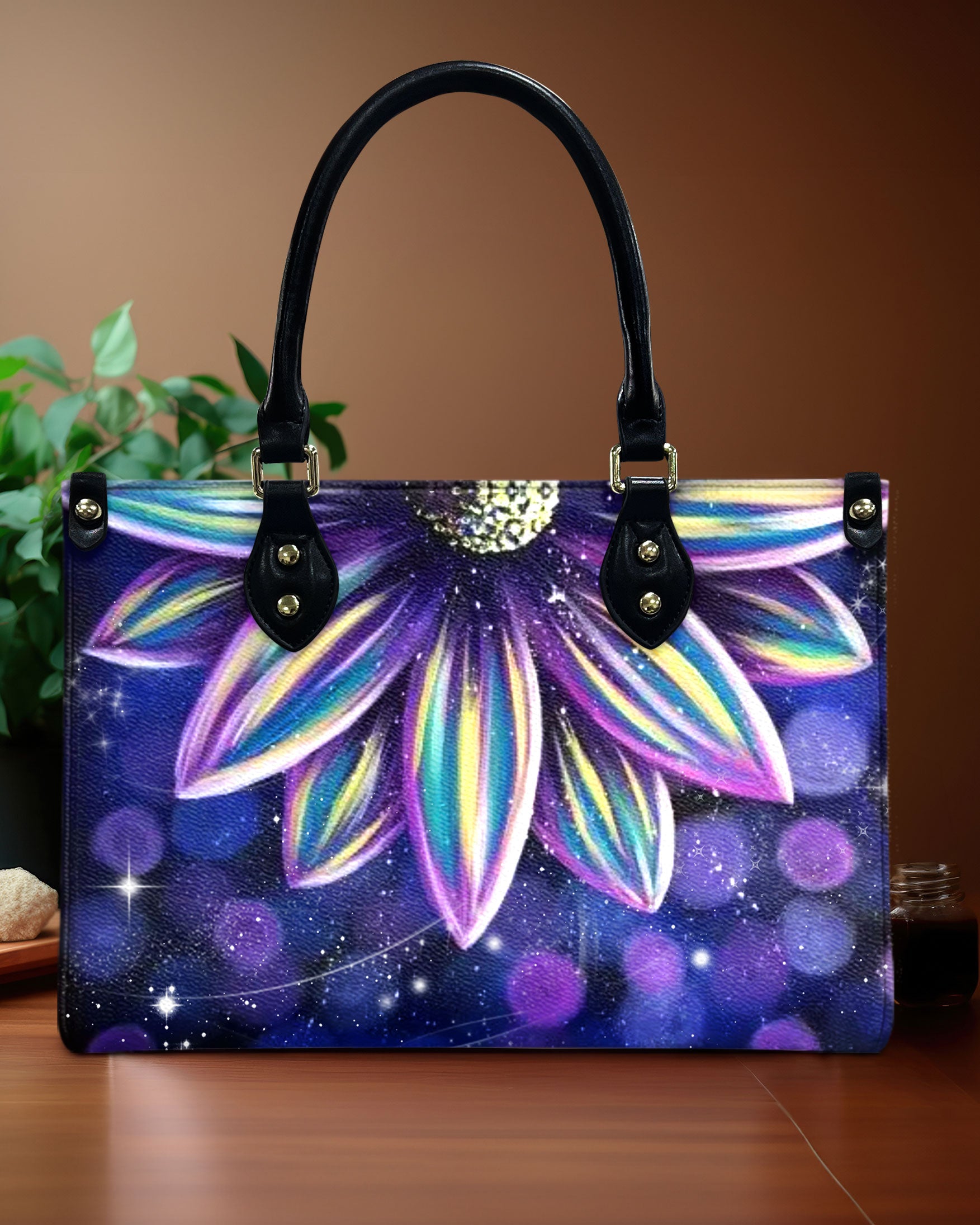 PAINTING HIPPIE FLOWER LEATHER HANDBAG - YHDU1411244