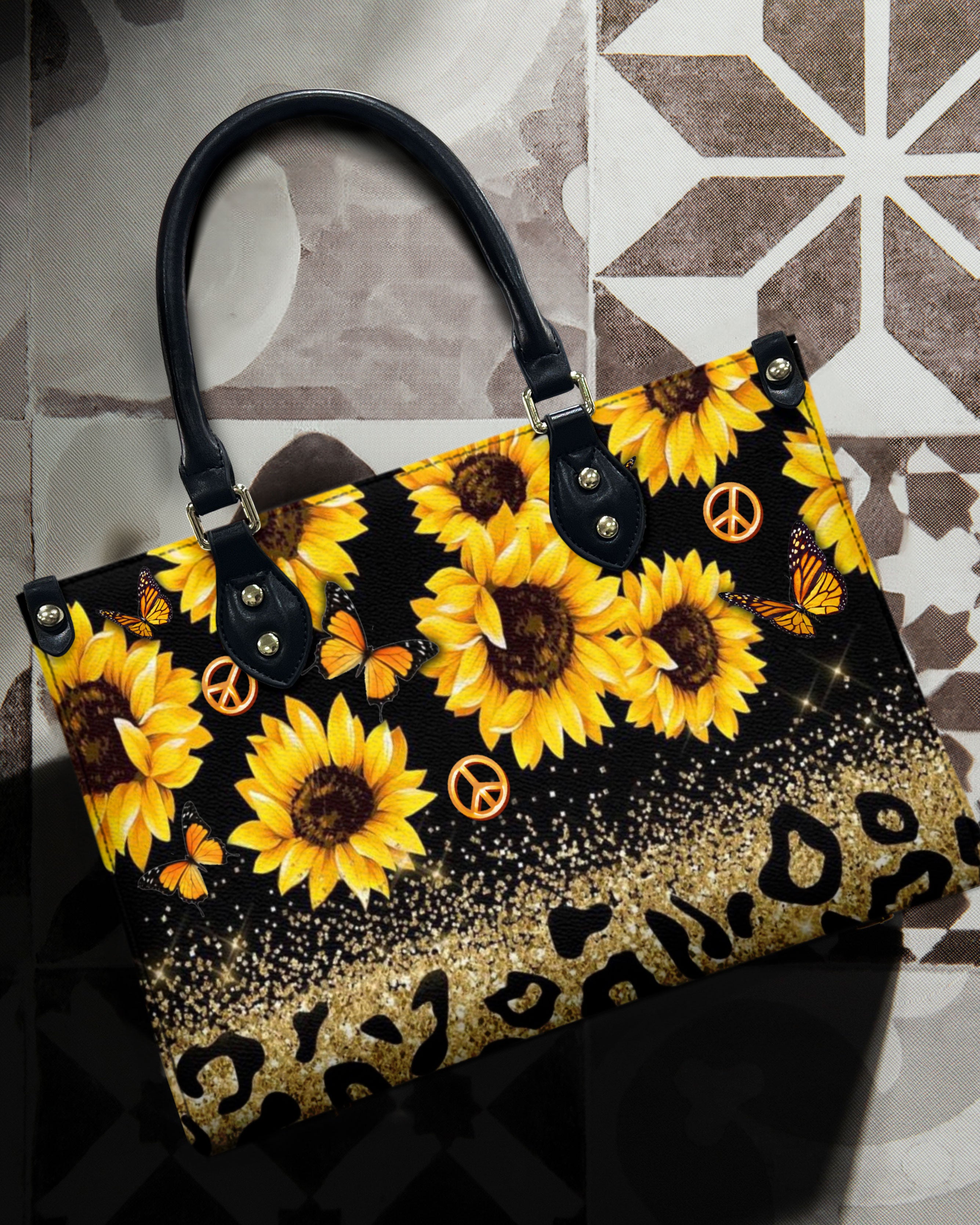 SUNFLOWER LEOPARD LEATHER HANDBAG - YHDU1311248