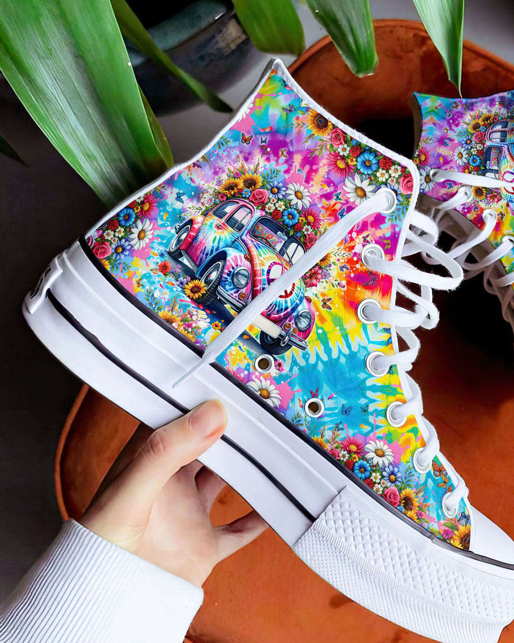 RUNNING AGAINST THE WIND TIE DYE HIGH TOP CANVAS SHOES - TYTM1801243