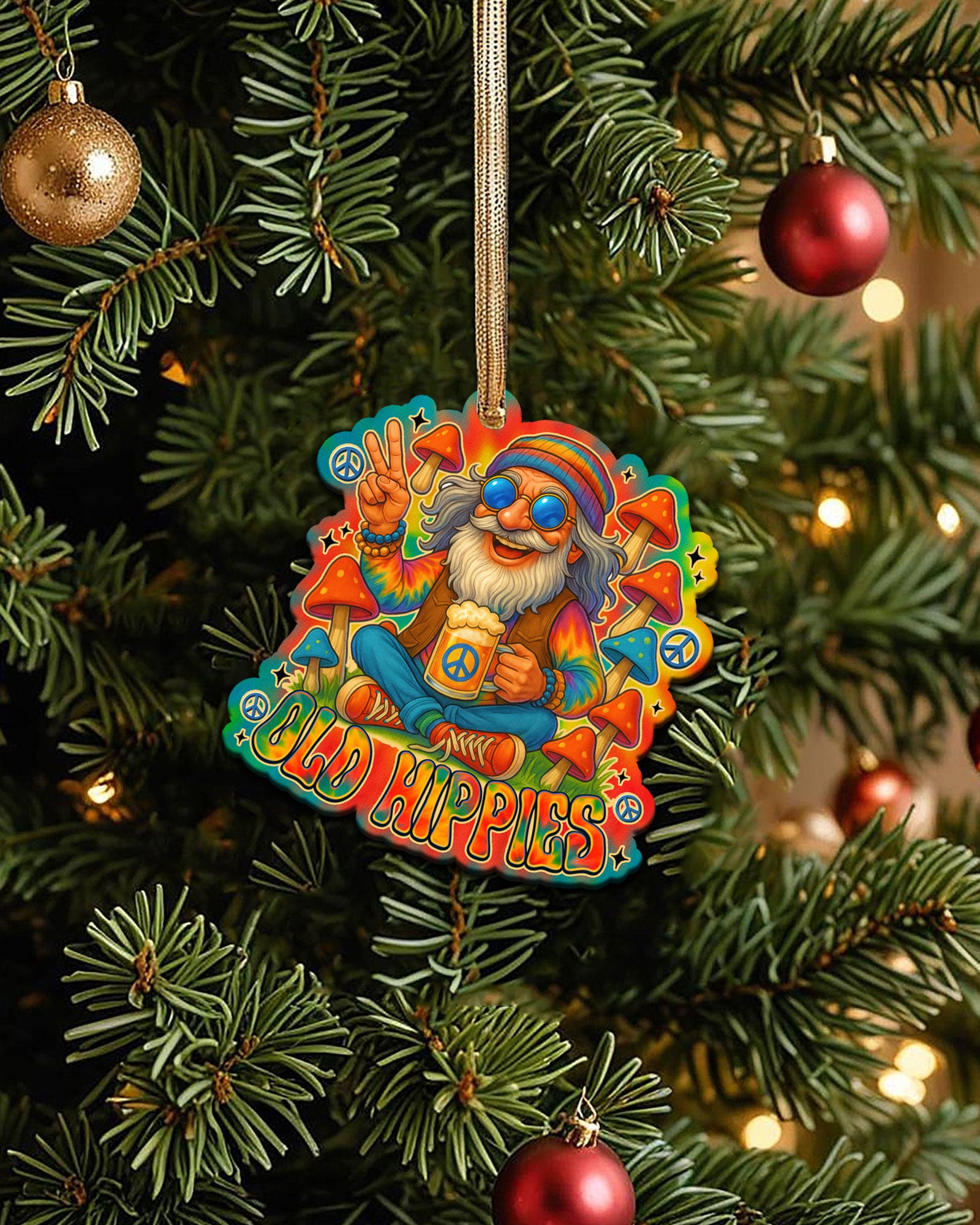 OLD HIPPIES TIE DYE ORNAMENT & KEYCHAIN - TYTM1507256