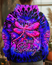 SHE IS STRONG DRAGONFLY TIE DYE ALL OVER PRINT - YHDU2602254