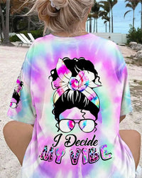 I DECIDE MY VIBE MESSY BUN ALL OVER PRINT - YHDU0707234