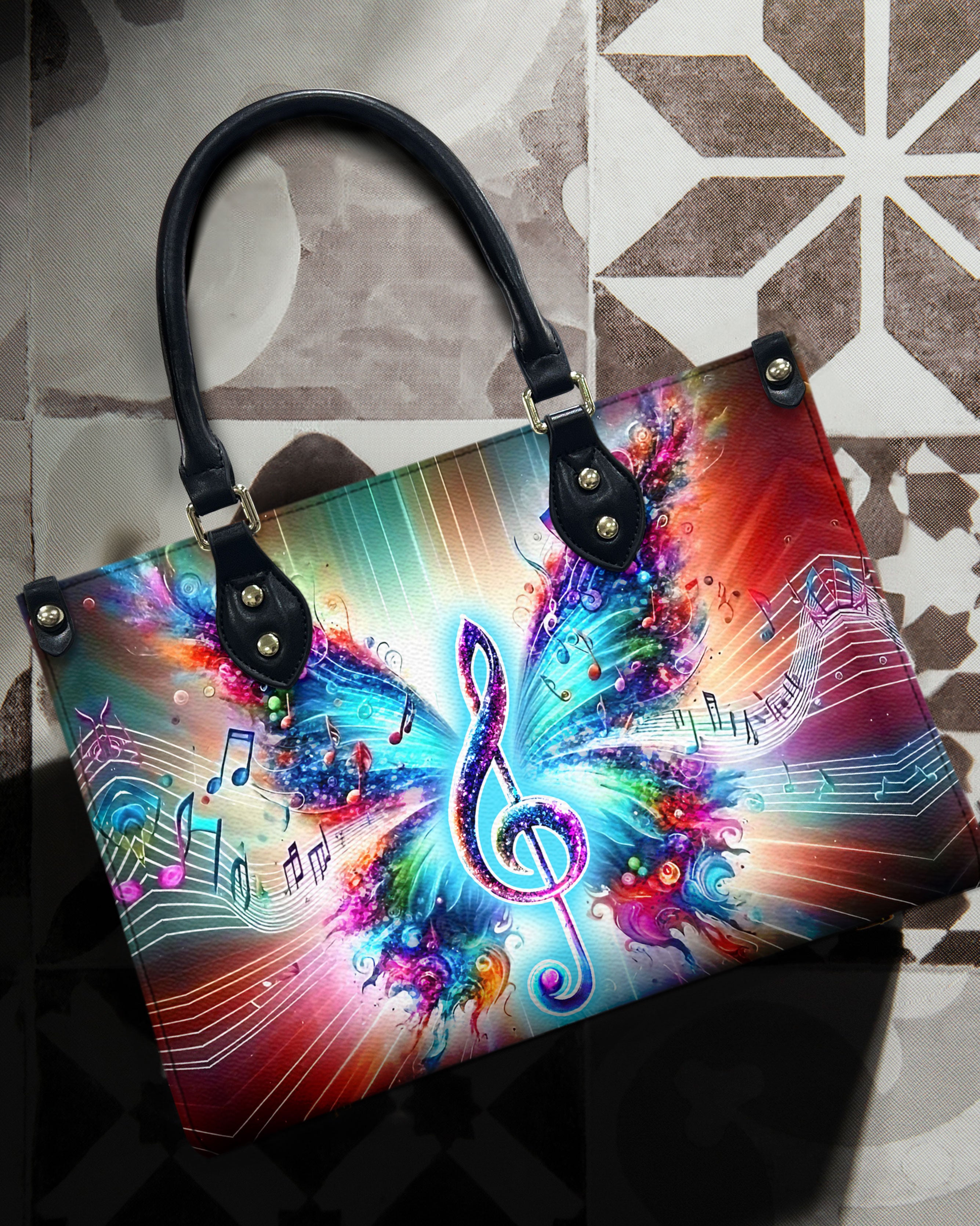 HIPPIE MUSIC BUTTERFLY LEATHER HANDBAG - YHDU0507244