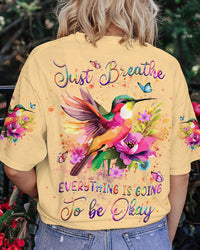 JUST BREATHE HUMMINGBIRD ALL OVER PRINT - YHDU1507242