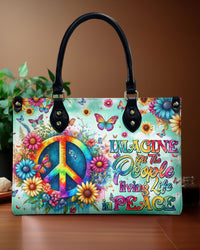 IMAGINE ALL THE PEOPLE LIVING LIFE IN PEACE LEATHER HANDBAG - TYTM2905241