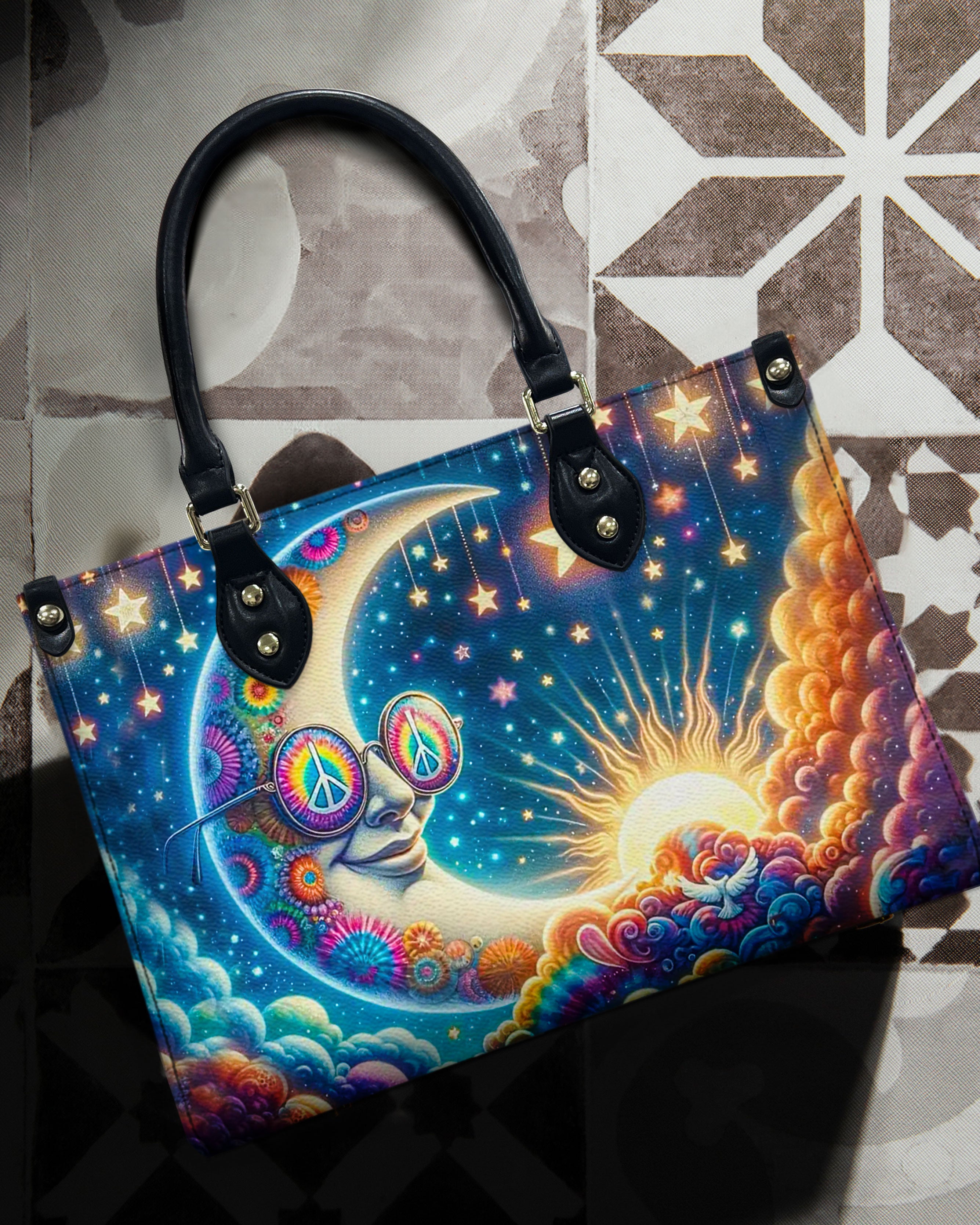 HIPPIE MOON STARS LEATHER HANDBAG - YHDU0909244