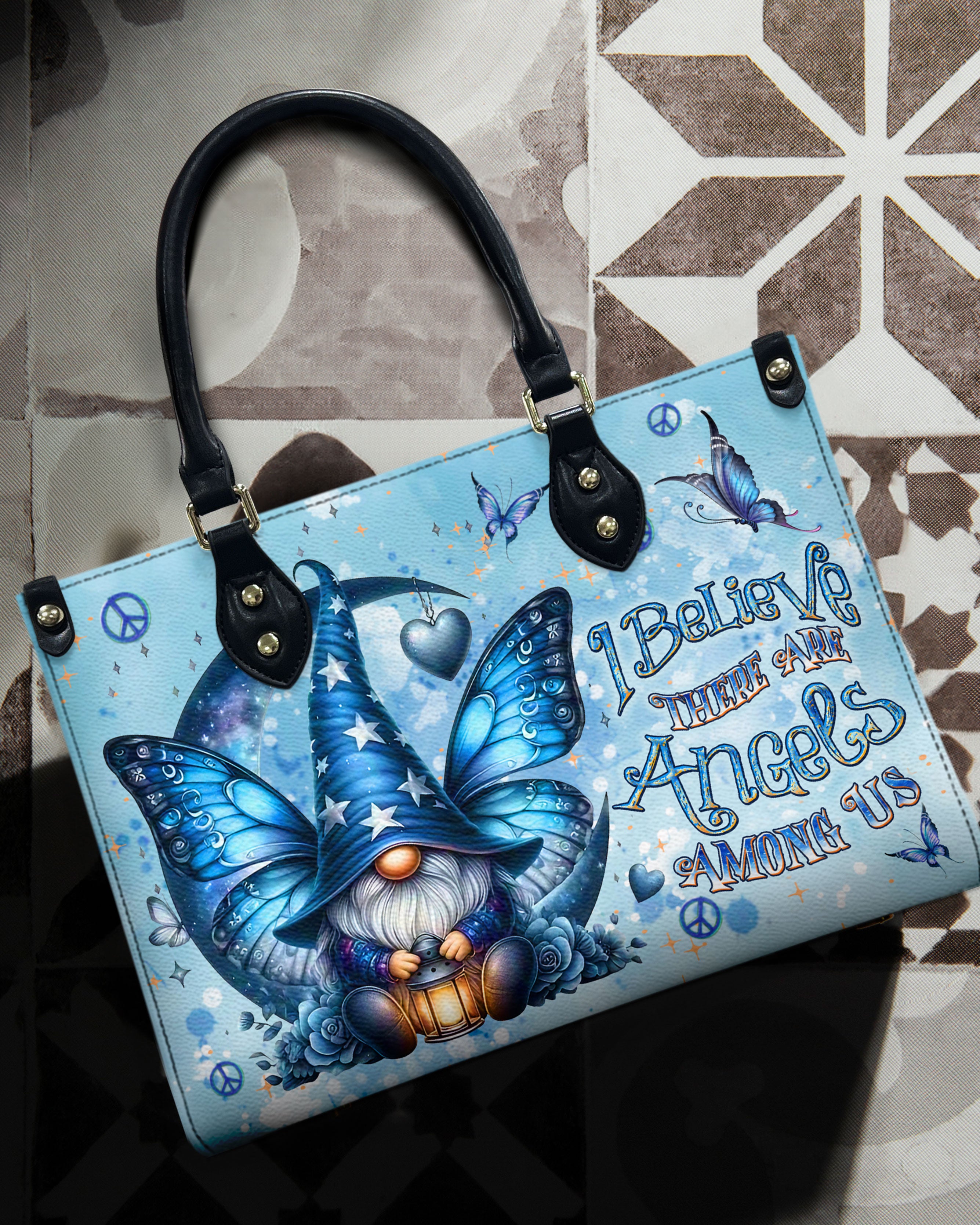 I BELIEVE THERE ARE ANGELS AMONG US LEATHER HANDBAG - YHDU1709244