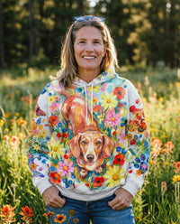 RAINBOW FLORAL DACHSHUND DOG PAW ALL OVER PRINT - RI1103261