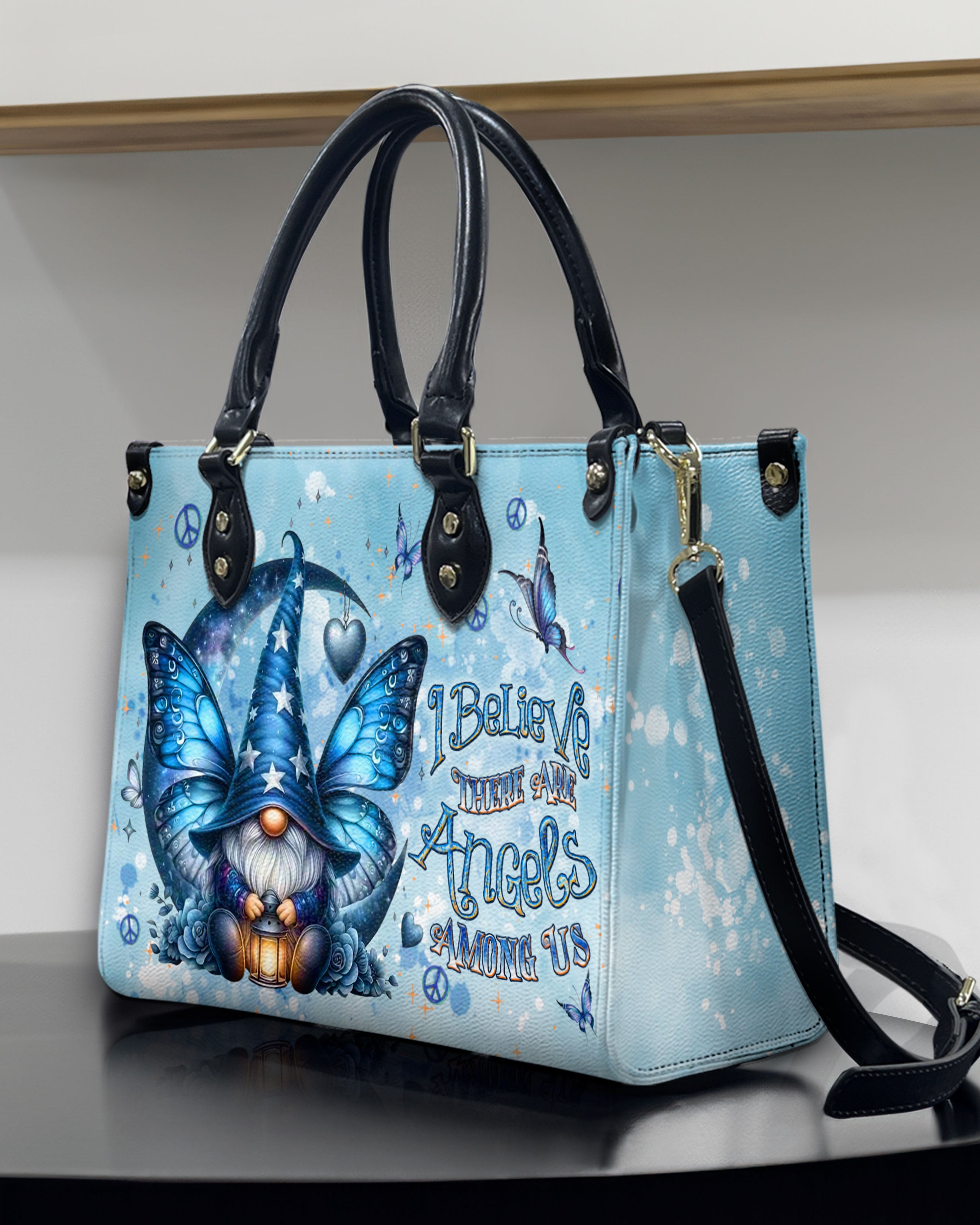 I BELIEVE THERE ARE ANGELS AMONG US LEATHER HANDBAG - YHDU1709244