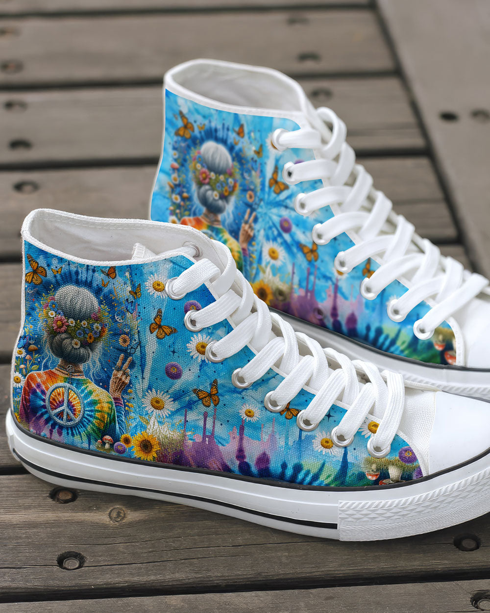 OLD HIPPIE TIE DYE HIGH TOP CANVAS SHOES - TYTM0512237